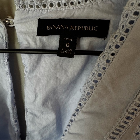 Banana Republic Eyelet Puff-Sleeve Coquette Coastal Mini Dress Powder Blue Sz 0 - Picture 6 of 7